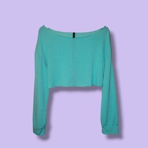 Teal Long Sleeve Crop Top